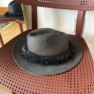 BCBG MaxAzria Black Straw Sunhat